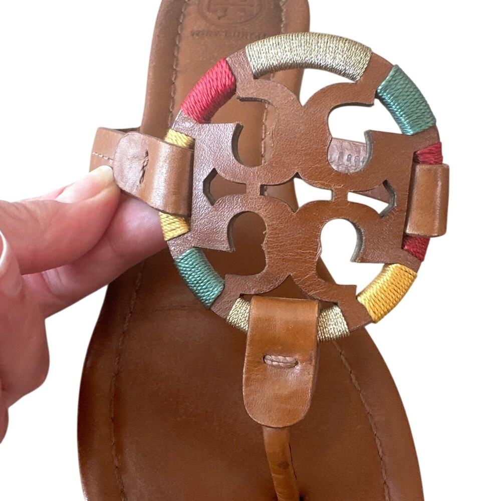 Tory Burch Miller Wrapped Logo Sandals Vachetta Multi Size 8 - Picture 10 of 13